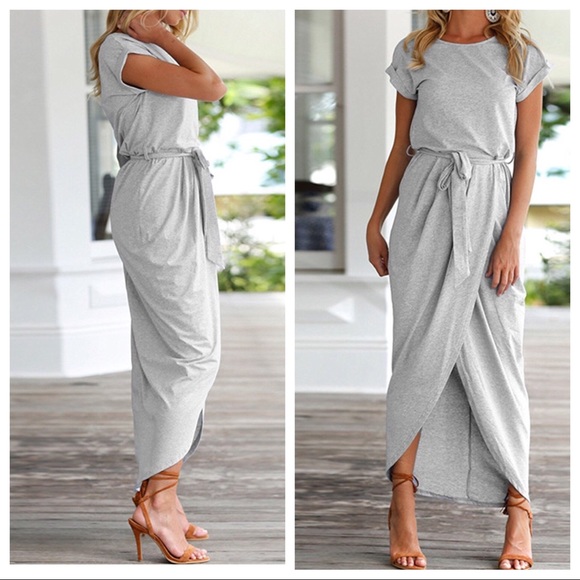 ✦NWT Short Sleeve Casual Beach Wrap Maxi Dress✦ - Picture 3 of 3